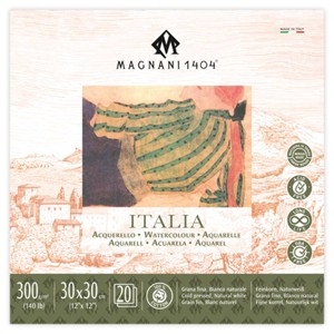 Magnani 1404 Italia Cold Press 100% Cotton Watercolor Paper Pad, 20 Sheets, 140 lb, Acid-Free, UV Resistant, Deckled Edges, Vegan Sized Water Color - 1 of 4