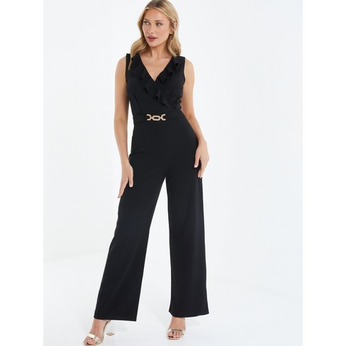 Sleeveless Halter Neck Belted Elegant Wedding Cocktail Dressy Jumpsuits