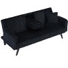 NicBex Minimalist Corduroy Couch,Straight-Line Sofa with Retractable Cup Holder,Modern Couches for Sitting and Lying in Living Room,Bedroom - 2 of 4