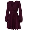 Women's Sexy V-Neck A-Line Long Sleeve Cocktail Party Basic Short Dress - 4 of 4