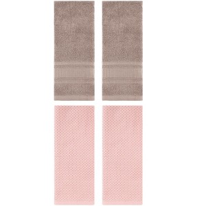 REGALWOVEN 4 Pcs Cotton Soft Absorbent Waffle Hand Towel for Bathroom - 1 of 4