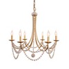 Bella Depot 6-Light Gold Wood Ceiling Light Adjustable Pendant Light Vintage Chandelier - 2 of 4