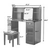 Homy Casa Vanity Table with LED Mirror Storage Hutch and Stool for Bedroom or Dressing Area, Walnut - 3 of 4