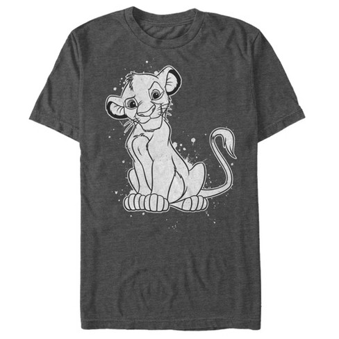 Men's Lion King Simba Smirk Paint Splatter Print T-shirt - Charcoal ...