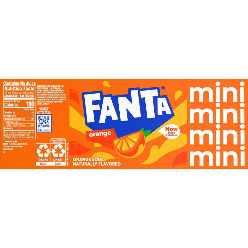 Fanta Orange Soda - 10pk/7.5 fl oz Mini-Cans, 6 of 7