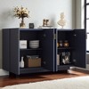 Fluted 4-Door Buffet Cabinet with Adjustable Shelves, Retro Sideboard Storage Cabinet with Soft-Closing Hinges and Cable Holes for Dining Room - 2 of 4