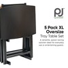 PJ Wood 5 Pack XL Oversize Tray Table for Living Room or Kitchen, Indoor TV Tray Set for Small Spaces and Family Gatherings, Black - 2 of 4