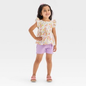Toddler Girls' 2pc Disney Ariel The Little Mermaid Swiss Dot Top & Woven Shorts Set - Purple - 1 of 4