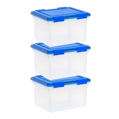 Iris 32qt 3pk Weatherpro Letter And Legal File Box: Stackable Plastic ...