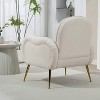 Beige snowflake fabric armchair, single sofa chair, suitable for living room bedroom and dining room - 3 of 4