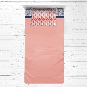 Bacati - Olivia Coral Navy 3 pc Toddler Bedding Sheet Set - 1 of 4