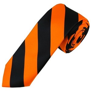 Men's 2 W And 58 L Inch With 0.75 Inch Stripe Width College Stripe Skinny Woven Necktie - 1 of 3