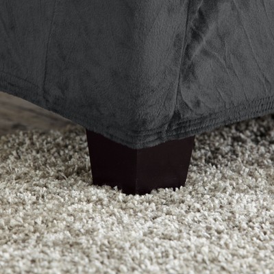 Plush Dark Grey Velvet Stretch Recliner Chair Slipcover