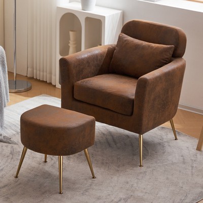 KTMBDW Accent Chair with Ottoman, Modern Chair and Footrest, Upholstered Living Room Chairs and Ottoman Set,Reading Chair for Bedroom,Side Comfy Chair