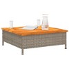 vidaXL Patio Table Gray 27.6"x27.6"x9.8" Rattan and Acacia Wood - 4 of 4