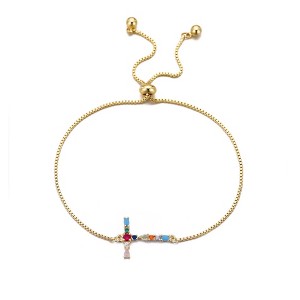 Adornia 14k Gold Plated Multi Color Stone Initial Bolo Bracelet - 1 of 1
