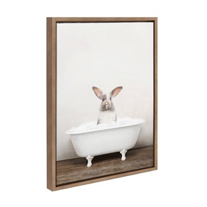 18" x 24" Sylvie Bunny in Rustic Bath Framed Canvas by Amy Peterson - Kate & Laurel All Things Decor - 1 of 4