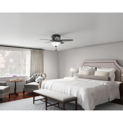 42" Matte Black Low Profile Ceiling Fan with LED Light and Remote