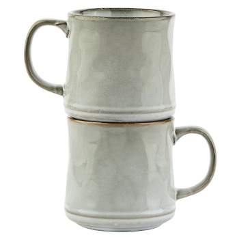 Kook Glazed Coffee Mugs, Java Slate, 15 oz, Set of 2