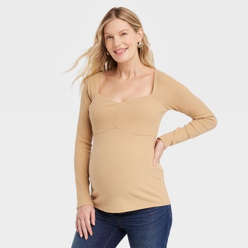 Corsetry Rib Maternity Top - Isabel Maternity By Ingrid & Isabel™ Tan Xxl :  Target
