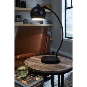 Marinel Desk Lamp Black - Signature Design by Ashley: Metallic Finish, Adjustable Neck, USB Port - 1 of 4