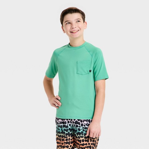 Art Class Boys' Rash Guard Tops - art class™ Turquoise Green M
