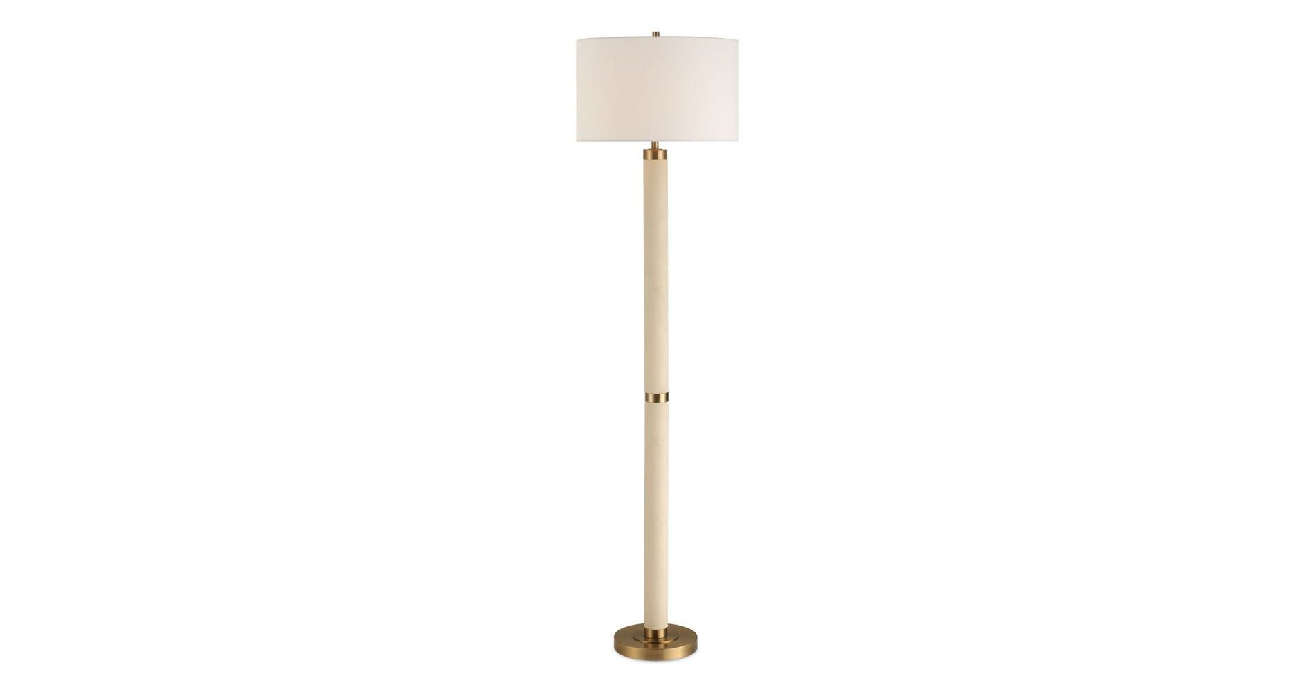 Uttermost Wessex White Floor Lamp – Iron and Shagreen Base with Fabric Shade for Contemporary Accent Lighting