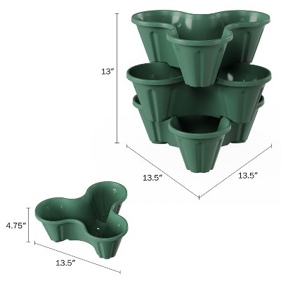 Hunter Green 3-Tier Space-Saving Stacking Planter for Indoors & Outdoors