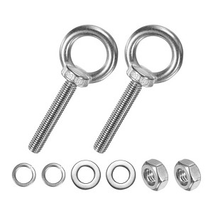 Unique Bargains Stainless Steel Durable Rust-Resistant Eyebolts with Nuts Washers Male Screw for Fastening 10 Pcs - 1 of 4