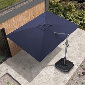 PURPLE LEAF Cantilever Umbrella Rectangle Outdoor Patio Umbrella Large Offset Hanging Umbrella with 360-degree Rotation Adjustable With Base - 1 of 4