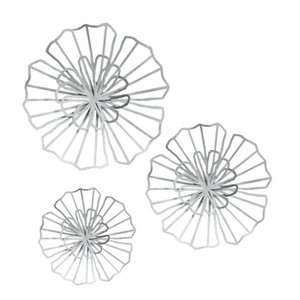 VIP Metal 20.25 in. Gray Stamped Flower Wall Decor Set of 3 - 1 of 1