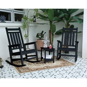 Patio Rocking Chairs With Side Table,3-Piece Chaise Rocking Chair Set,Patio Rocking Chairs With Wood-Texture -Maison Boucle - 1 of 4