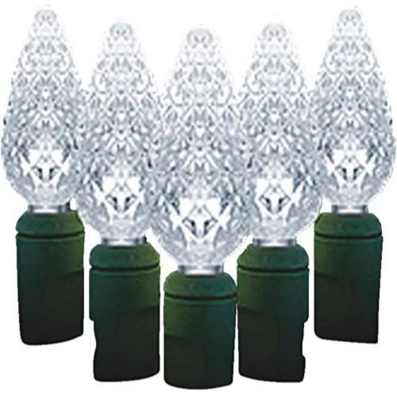 J. Hofert Co 70 Pure White LED Faceted C6 Twinkling Christmas Lights - 23.5 ft Green Wire, 2 of 4