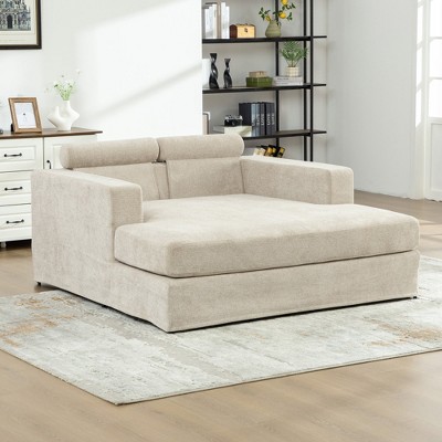Hrinhom 56.3"W Sofa Bed,Upholstered Chaise Lounge with Cushions