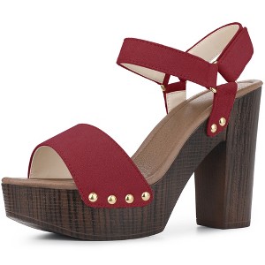 Perphy Women's Round Toe Platform Slingback Chunky Heel Sandals - 1 of 4