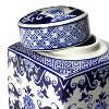 Storied Home Decorative Square Ceramic Ginger Jar with Lid, Blue and White - 4 of 4