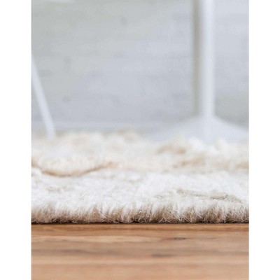 Ivory Geometric Handmade Wool Area Rug