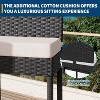 Patio Wicker Barstools With Cushions, Outdoor Wicker Bar Stools Set of 2/ 4, Outdoor Rattan Bar Height Stool Set Armless for Backyard, Poolside - 3 of 4