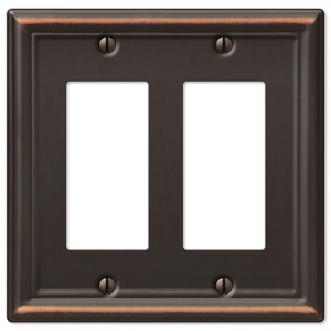 Amerelle Chelsea Aged Bronze Bronze 2 gang Stamped Steel Rocker Wall Plate 1 pk - 1 of 1