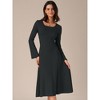 INSPIRE CHIC Women's Knit Midi A-Line Drawstring Back Square Neck Long Sleeve Dresses - 3 of 4