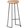 vidaXL Bar Stool Set of 2 Natural, Black - 2 of 4