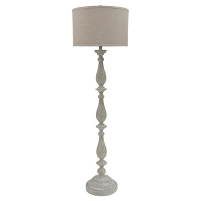 Bernadate Whitewash Resin Floor Lamp with Fabric Drum Shade