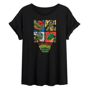 Women's - Teenage Mutant Ninja Turtles Mutant Mayhem - Mutant Mahem Grid Oversized Graphic T-Shirt - 1 of 4