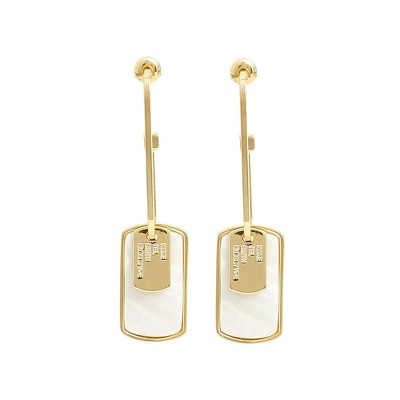SOHI Women's Ivory White The Tag Drop Earrings