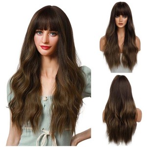 Jessie's Wig 28 Inch Wavy Bang Synthetic Wigs Light Brown Color 1 Pc/Pack - 1 of 4