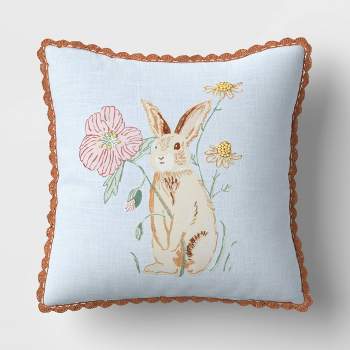 Cotton Easter Bunny Square Throw Pillow Blue - Threshold™