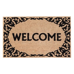A1HC Natural Coir Flocked Door mat with Heavy Duty Non-Slip PVC Backing, Low-Profile Durable Doormat - 1 of 4