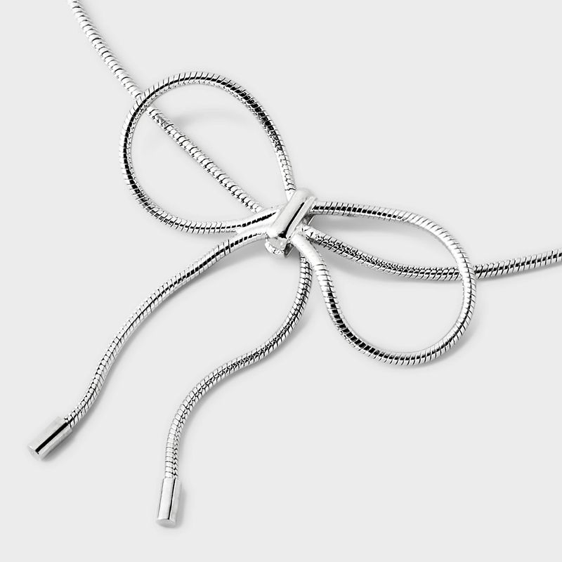 Snake Chain Bow Choker Necklace - Wild Fable&#8482; Silver, 5 of 6