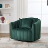 40.35"W Velvet Oversized 360° Swivel Accent Barrel Chair and Half Sofa with 3 Pillows, Channel Tufted Pumpkin-Shape Club Armchai - 4 of 4