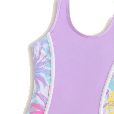 YesFashion Girls' Shorts Swimsuit One Piece Swim Shorts for Vacation,5y,Purple — фото 3